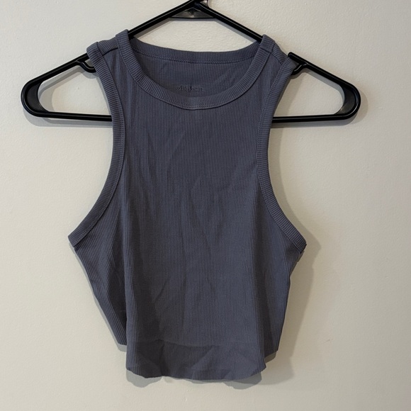 Gray Ribbed Crop Top - Picture 1 of 3